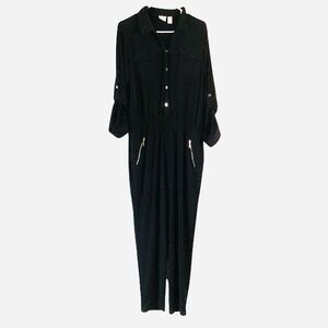 Chico’s Roll Tab Sleeves Gold Accent Jumpsuit Medium 8